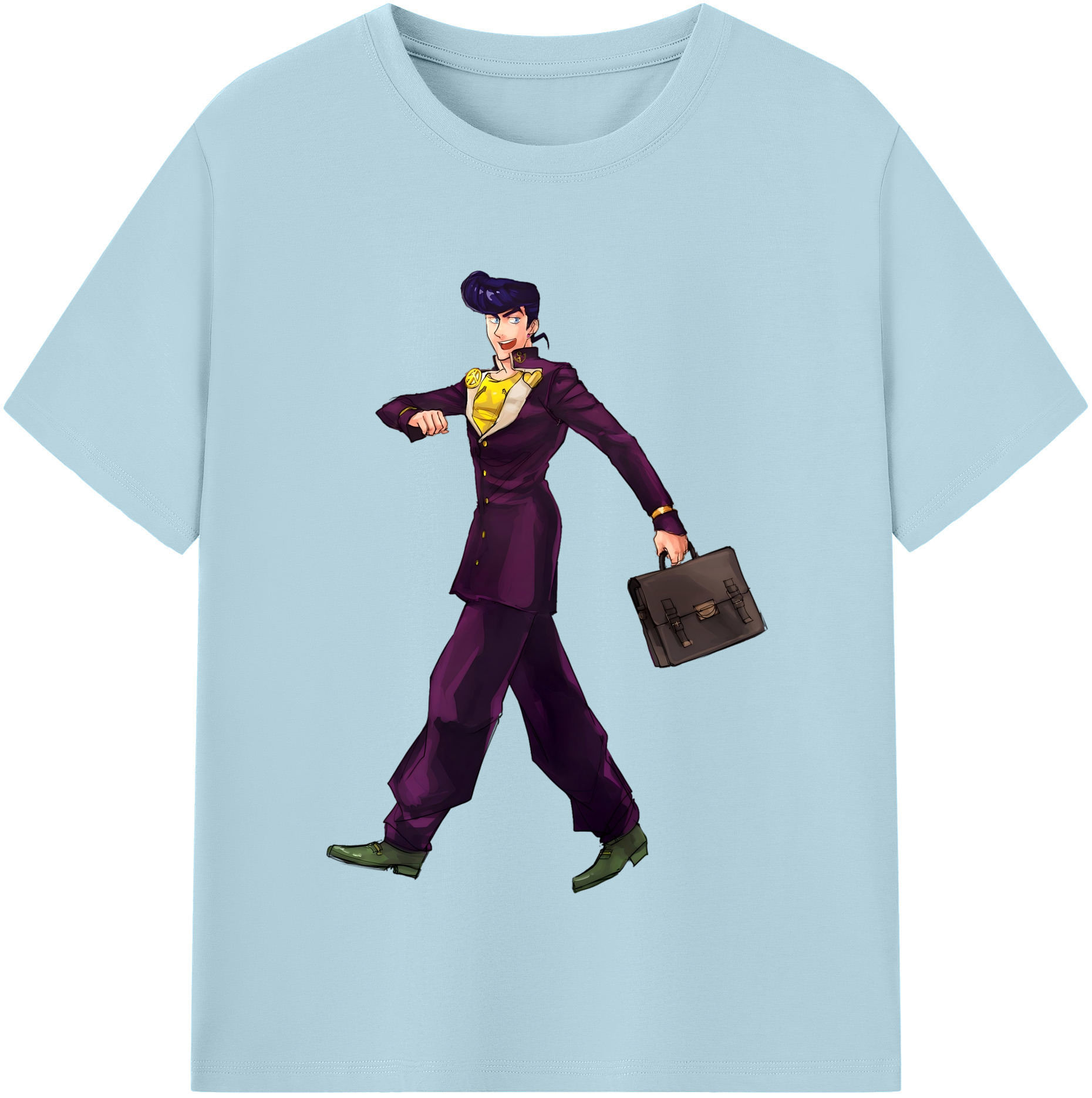 （画像用） ジョジョの奇妙な冒険 ひがしかた じょうすけ JoJo's Bizarre Adventure Higashikata Josuke 綿100％半袖Tシャツ（フロントプリント）